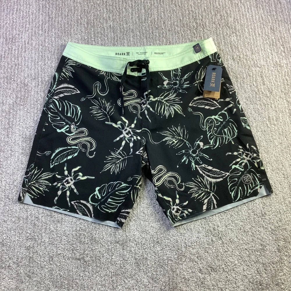 Roark Mens Passage Primo Tropakill Board Shorts‎ Black Green RB401 Size 33 NWT